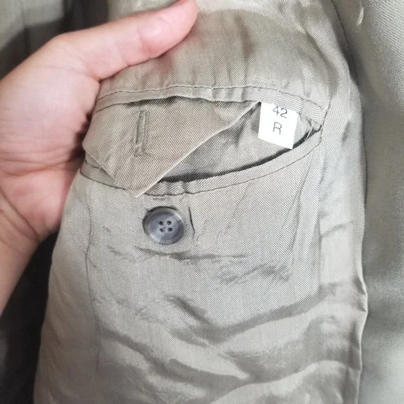 Vintage Boulevard Club Khaki Oversized Professor Wool Blend Blazer Sport Pocket - Picture 10 of 10